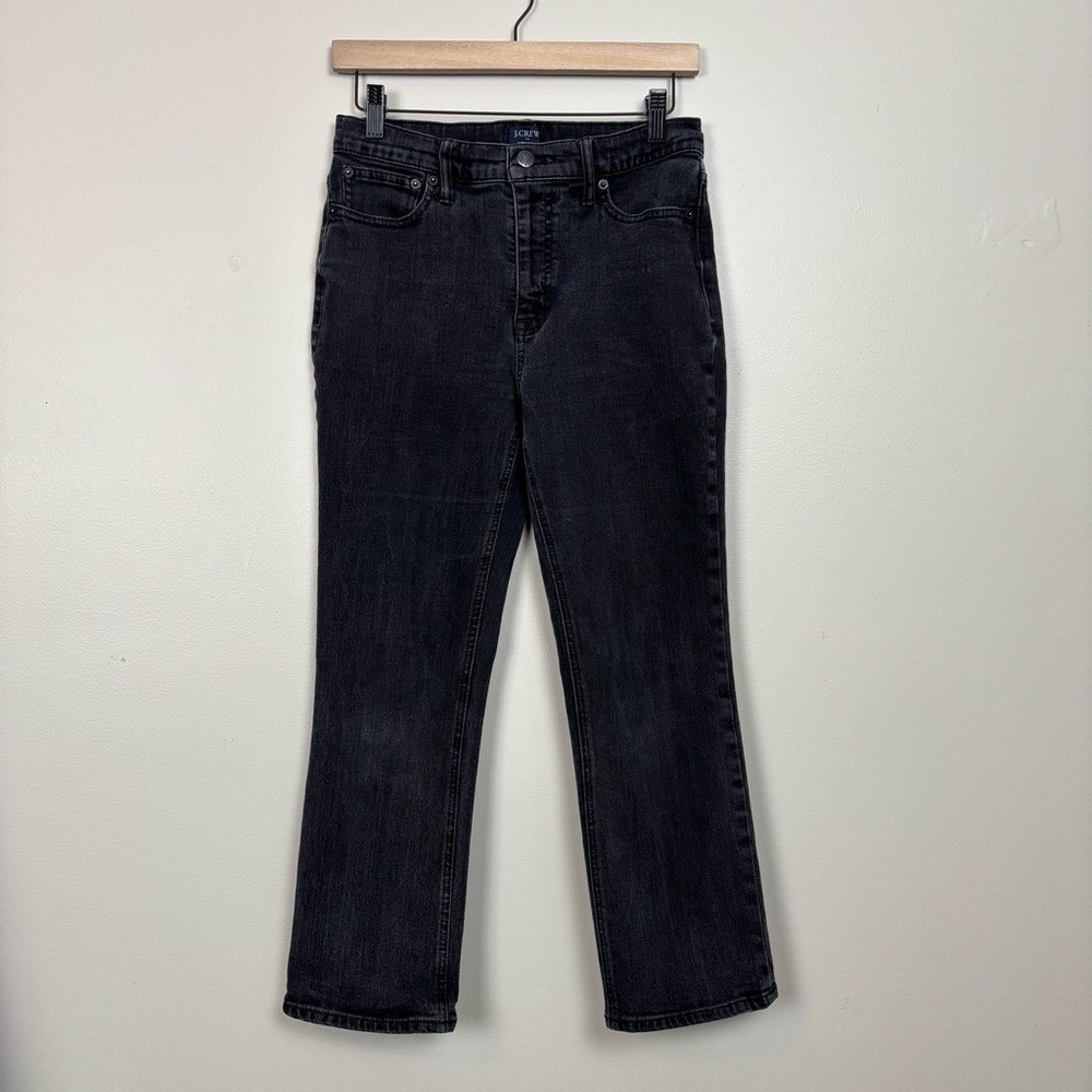 J. Crew Factory Jeans Womens 28 Black Washed Mid Rise‎ Flare Crop Stretch Denim